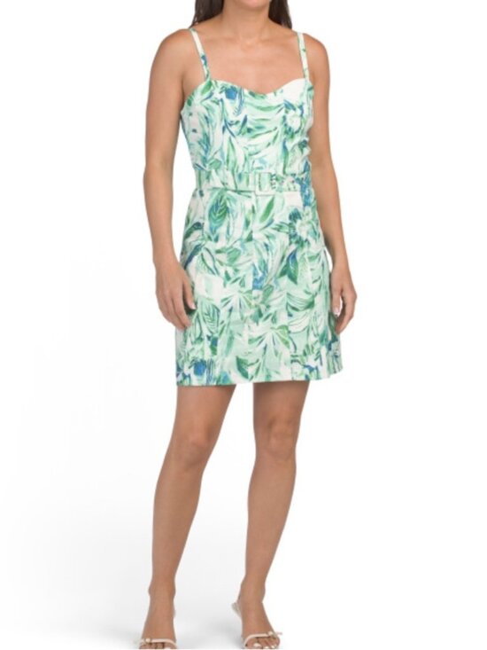 RACHEL Rachel Roy Dresses & Skirts - Rachel Rachel Roy Tropical Leaf Print Spaghetti Strap Dress in Green